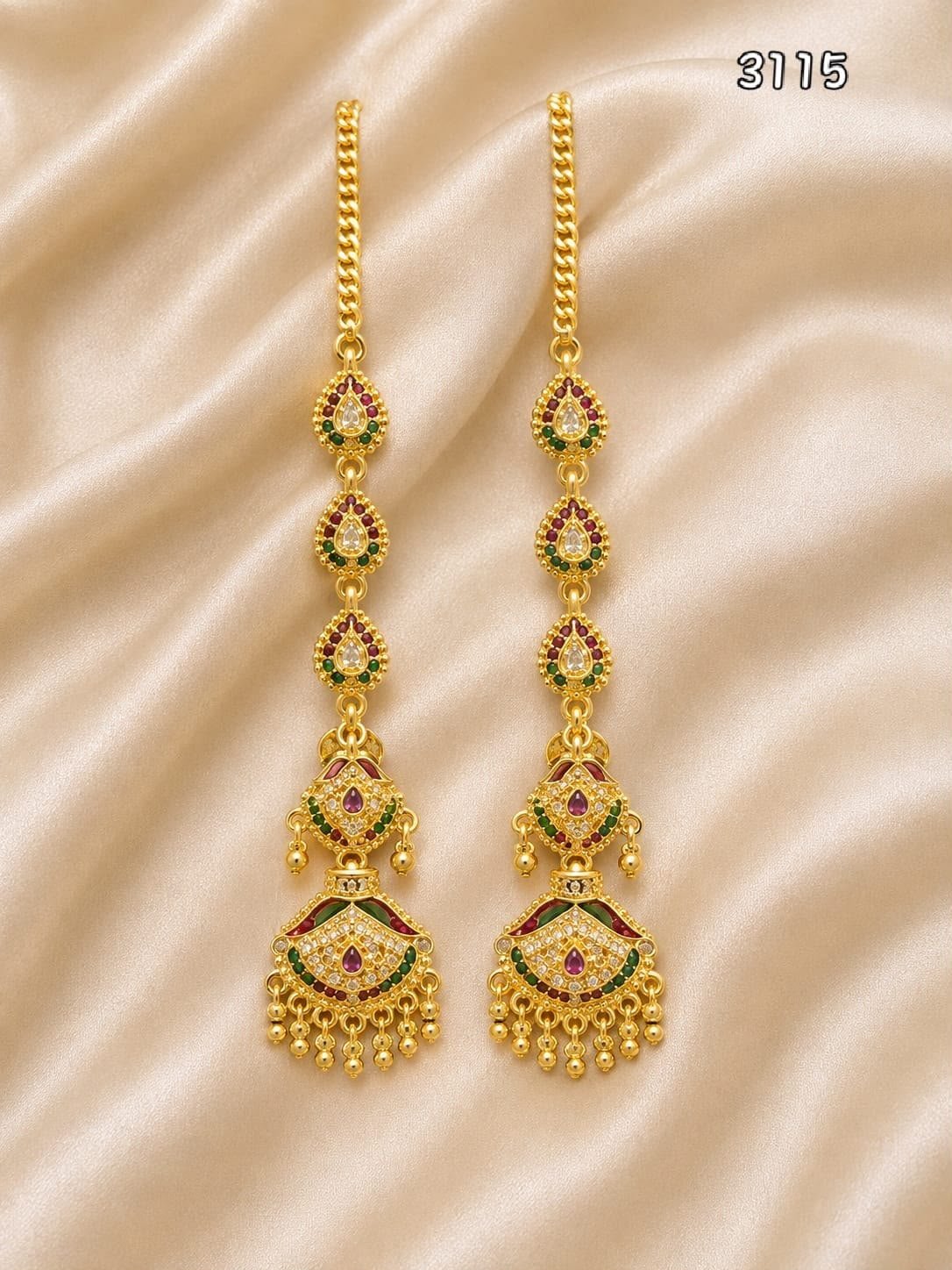 Grm gold polish guaranty earrings with jhele
